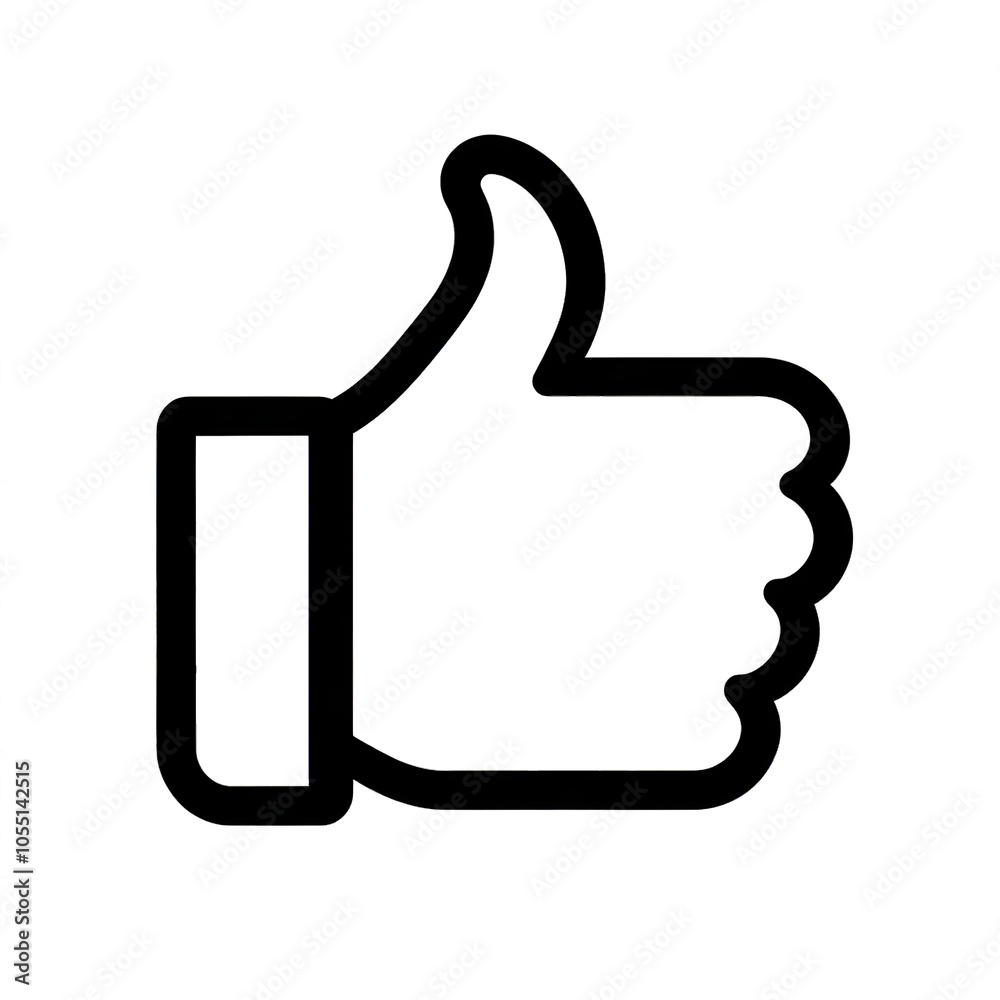 Aufkleber Thumb up line vector icon isolated on transparent background. Outline Like sign png
