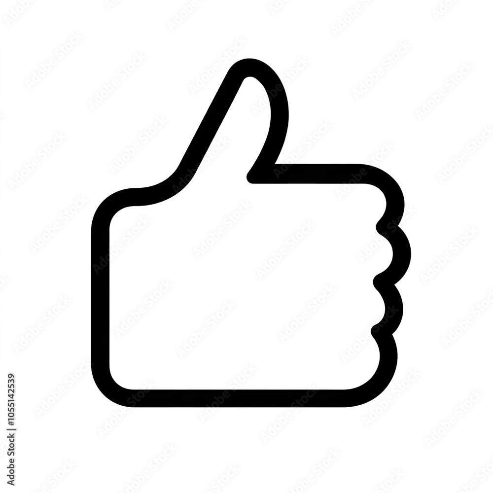 Poster Thumb up line vector icon isolated on transparent background. Outline Like sign png
