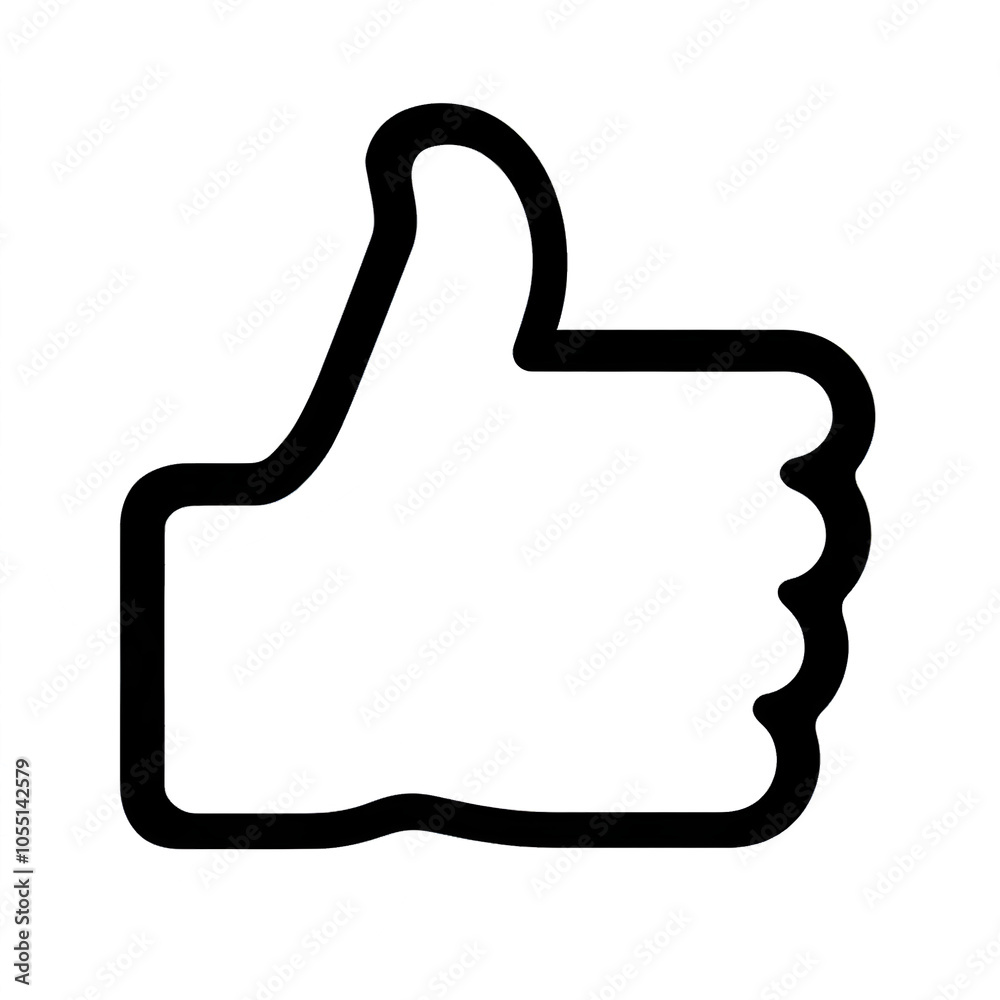 Poster Thumb up line vector icon isolated on transparent background. Outline Like sign png