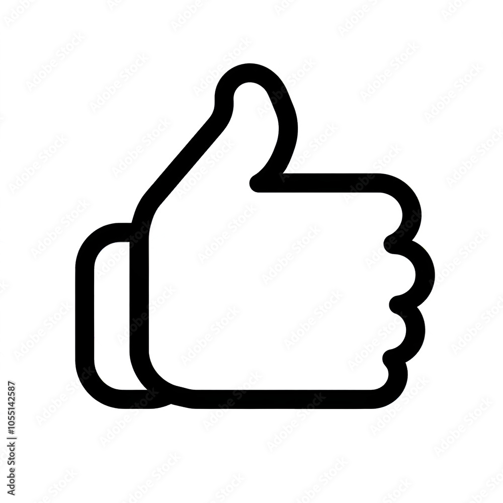 Aufkleber Thumb up line vector icon isolated on transparent background. Outline Like sign png