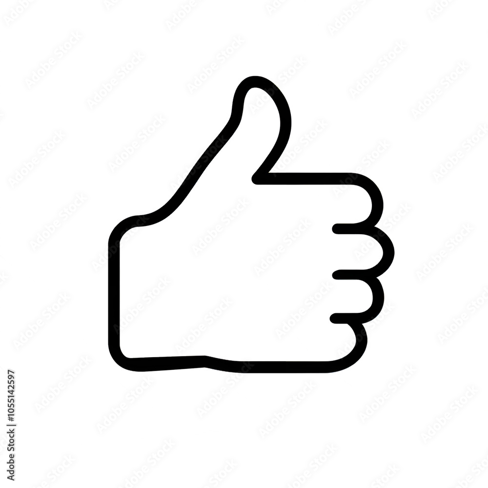 Aufkleber thumb up line vector icon isolated on transparent background. outline like sign png