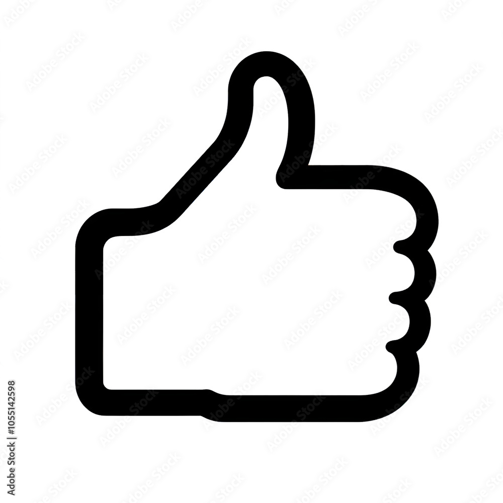 Poster Thumb up line vector icon isolated on transparent background. Outline Like sign png