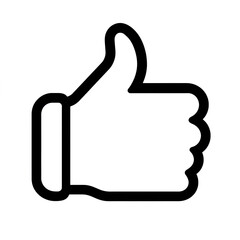 Thumb up line vector icon isolated on transparent background. Outline Like sign png