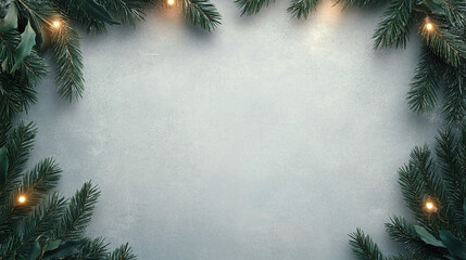 Christmas Tree Branches with Lights and Snow