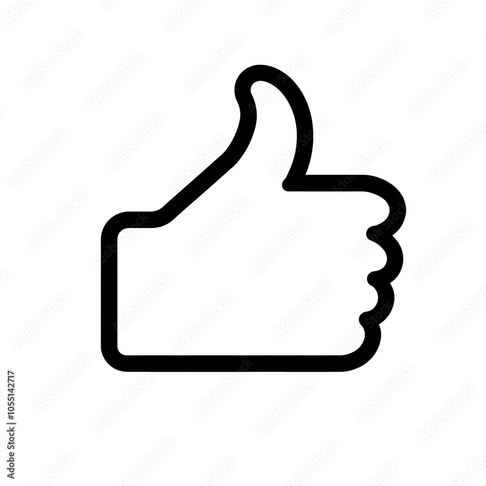 Poster Thumb up line vector icon isolated on transparent background. Outline Like sign png