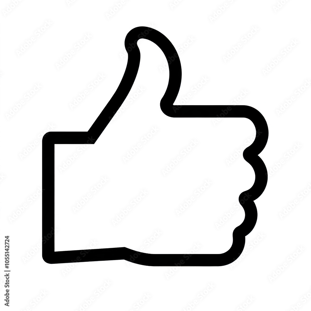 Poster Thumb up line vector icon isolated on transparent background. Outline Like sign png