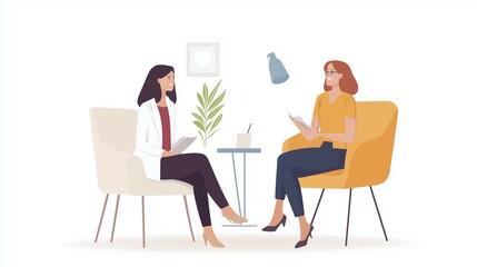 Fototapeta premium Woman patient conversation smiling sitting. 