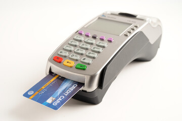 Payment POS terminal technology for finance and shopping business.