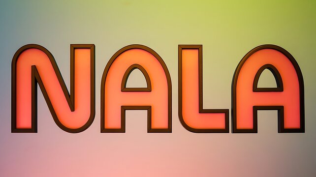 orange typography of name 'nala' on vibrant gradient background