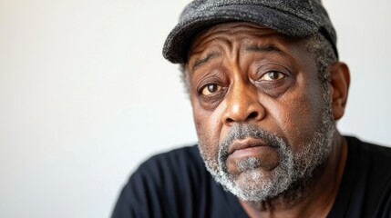 Elderly Man with Dark Skin Looking Dejected