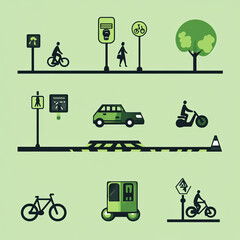 set of transport icons