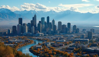 Naklejka premium panoramic view of city from above