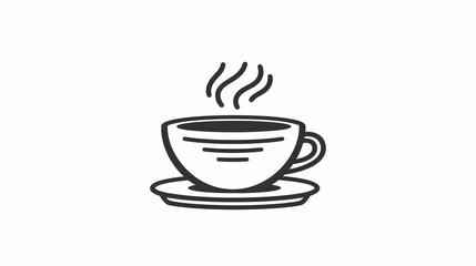 Simple black and white illustration of a cup of coffee with steam.
