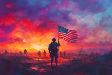 Fototapeta premium Veterans day flyer military veterans memorial day holiday celebration 