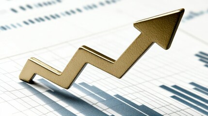 A golden arrow indicating growth on a financial chart, symbolizing success and progress in business investments.