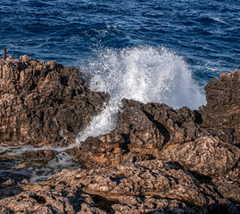 Konnos Bay Nature Trail, from Agioi Anargyroi Church to the Cyclops Cave and back, along the rugged coastline with beautiful sea and coast views, Cape Greco National Forest Park, Ayia Napa, Cyprus  