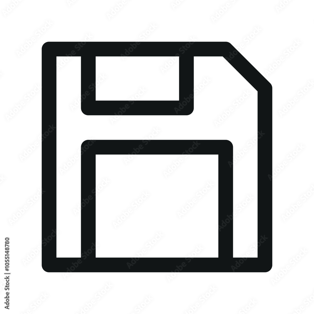 Poster save diskette ui icon, floppy disk simple line user interface vector symbol