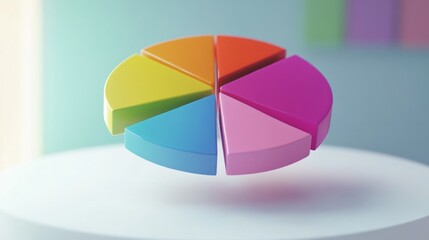 Obraz premium Colorful 3D Pie Chart for Data Visualization