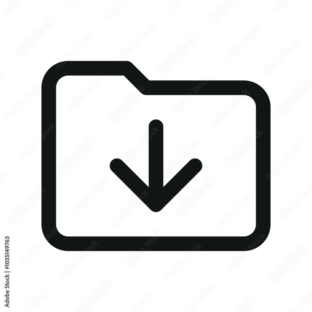 Poster download folder ui icon, category with arrow down simple line user interface vector symbol