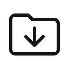 Download folder UI icon, category with arrow down simple line user interface vector symbol