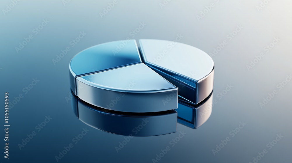 Aufkleber metallic pie chart on reflective surface