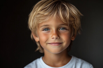 portrait of an white little boy with a smile