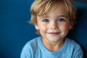 portrait of an white little boy with a smile