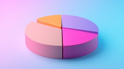 Obraz premium Colorful 3D Pie Chart on Gradient Background
