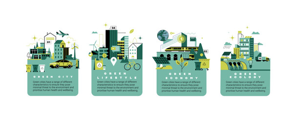 Eco-friendly city. Set of templates.