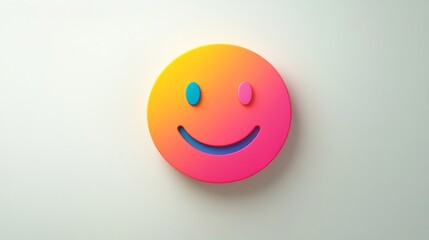 Fototapeta premium International Day of Happiness, A simple smiley face with bright colors on a white background.