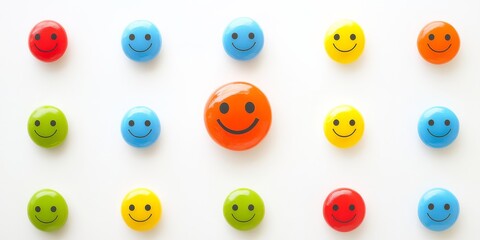 Fototapeta premium International Day of Happiness, A simple smiley face with bright colors on a white background.