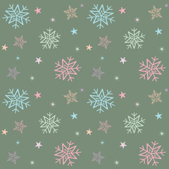 Pastel Christmas Snowflakes Seamless Patterns
