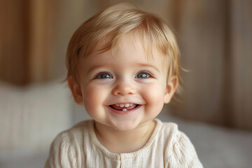 portrait of an white little boy with a smile