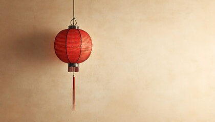 Fototapeta premium Elegant minimalist design of a single red lantern for chinese new year celebrations a symbol of good fortune and joy