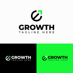 Modern growth logo design wordmark. Abstract arrow shapes logo design in letter G graphic vector