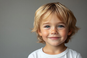 portrait of an white little boy with a smile