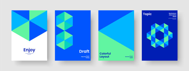 Fototapeta premium Isolated Report Template. Geometric Flyer Design. Abstract Business Presentation Layout. Background. Brochure. Poster. Book Cover. Banner. Magazine. Leaflet. Portfolio. Notebook. Pamphlet. Handbill