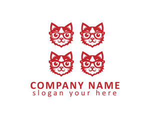 Stylized cat logo with glasses, perfect for a modern and trendy brand