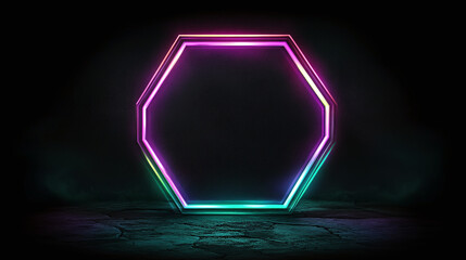 Neon Hexagon Frame - Abstract Geometric Background