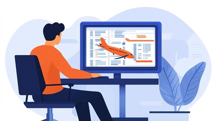 Online booking plane tickets using computer