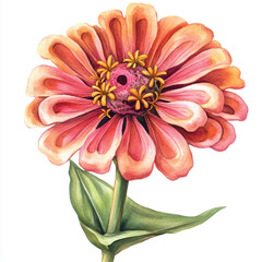 zinnia flower watercolor clipart illustration