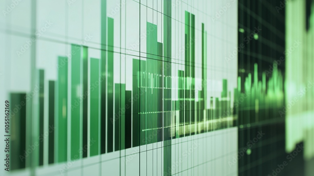 Poster green data visualization with bar graph elements