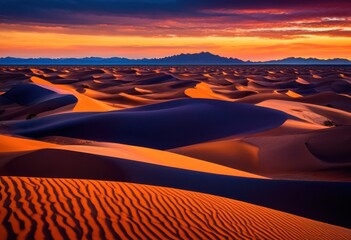 Naklejka premium captivating scene dramatic skies over majestic desert dunes vibrant colors creating stunning landscape perfect nature enthusiasts photographers, sand, cloud