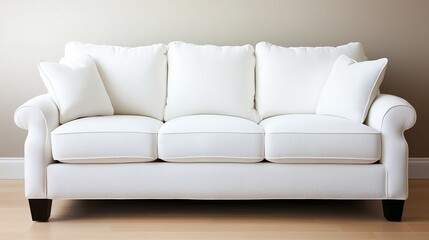 Obraz premium Cozy Minimalist Earth-Tone Sofa with Inviting Natural Light