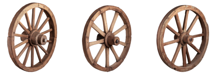 High-Quality PNG Old wooden wheel on the white background– High Resolution