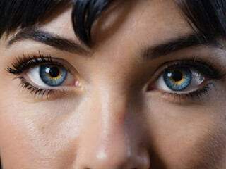 Obraz premium Portrait Close-up of Woman’s Blue Eyes in Natural Light