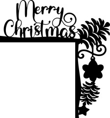 Christmas door decor. Cute Christmas decoration for door corner. Cutting design