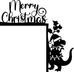 Christmas door decor. Cute Christmas decoration for door corner. Cutting design