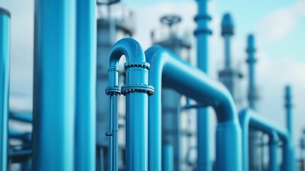 Natural gas processing facility, complex piping systems, clean industrial look