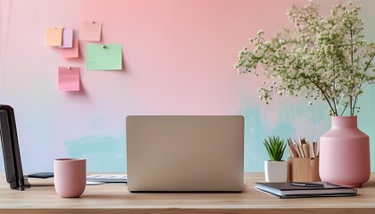 Obraz premium a modern office workspace with laptops